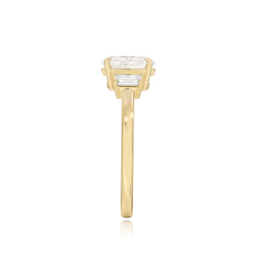 Diamond Trapezoid Side Stones Gold Band Engagement Ring