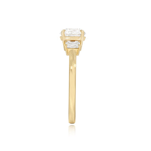 Diamond Trapezoid Side Stones Gold Band Engagement Ring