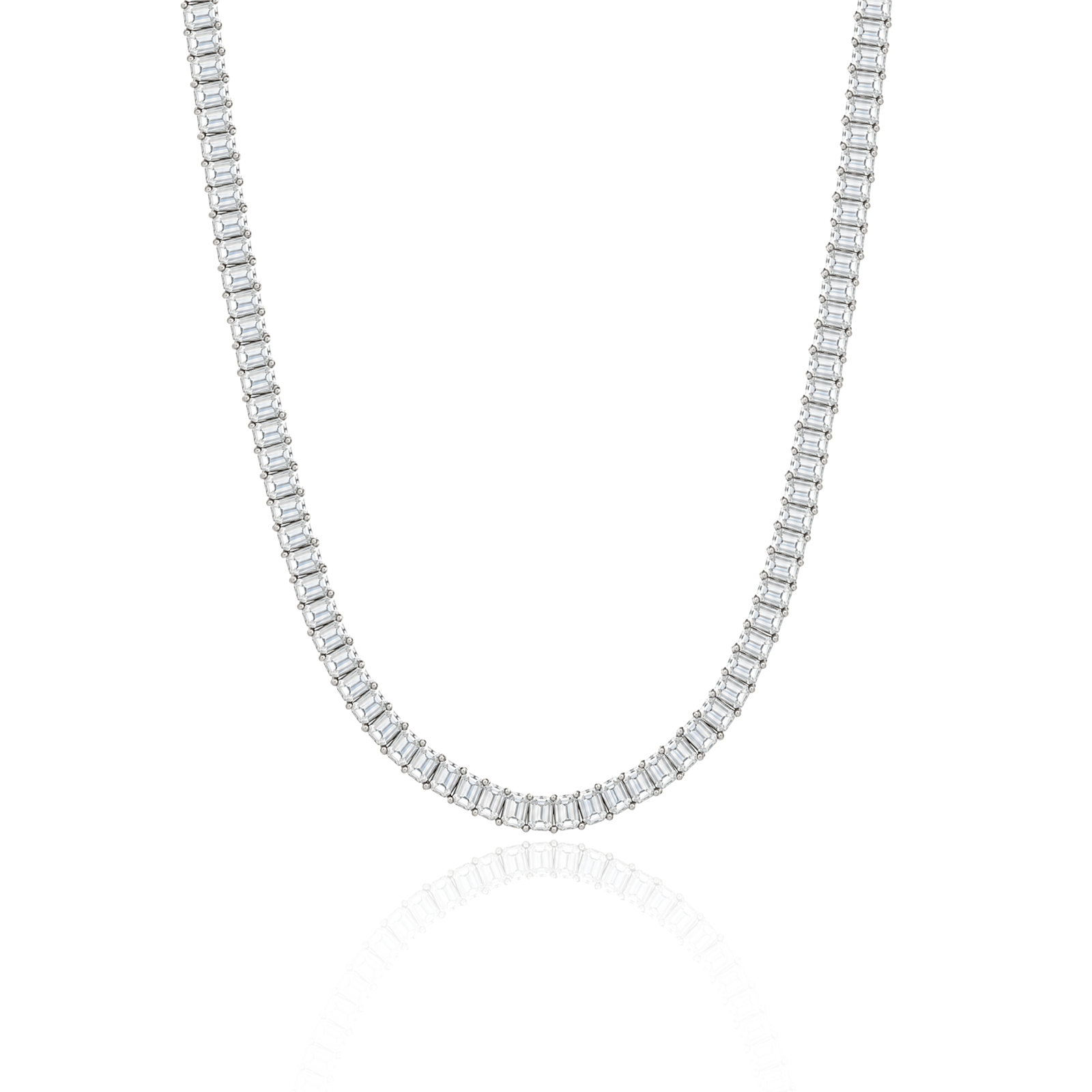 Emerald Cut Lab Diamond Tennis Necklace
