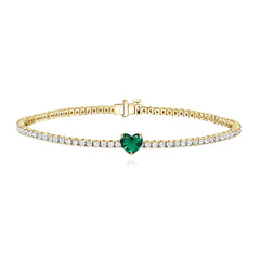Tennis Bracelet with Solitaire Gemstone in 14k gold, elegant fine jewelry for romantic luxury lovers.