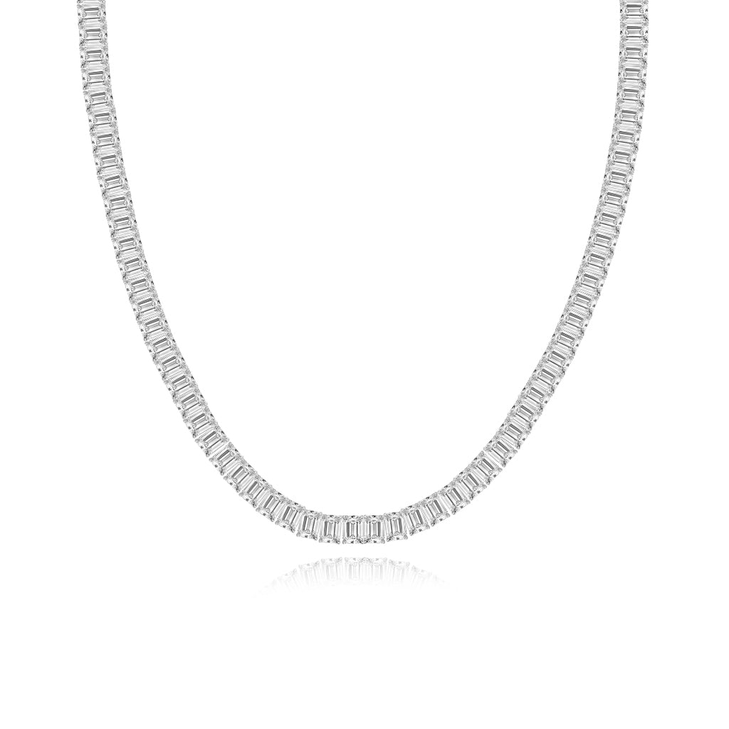 Emerald Cut Diamond Tennis Necklace