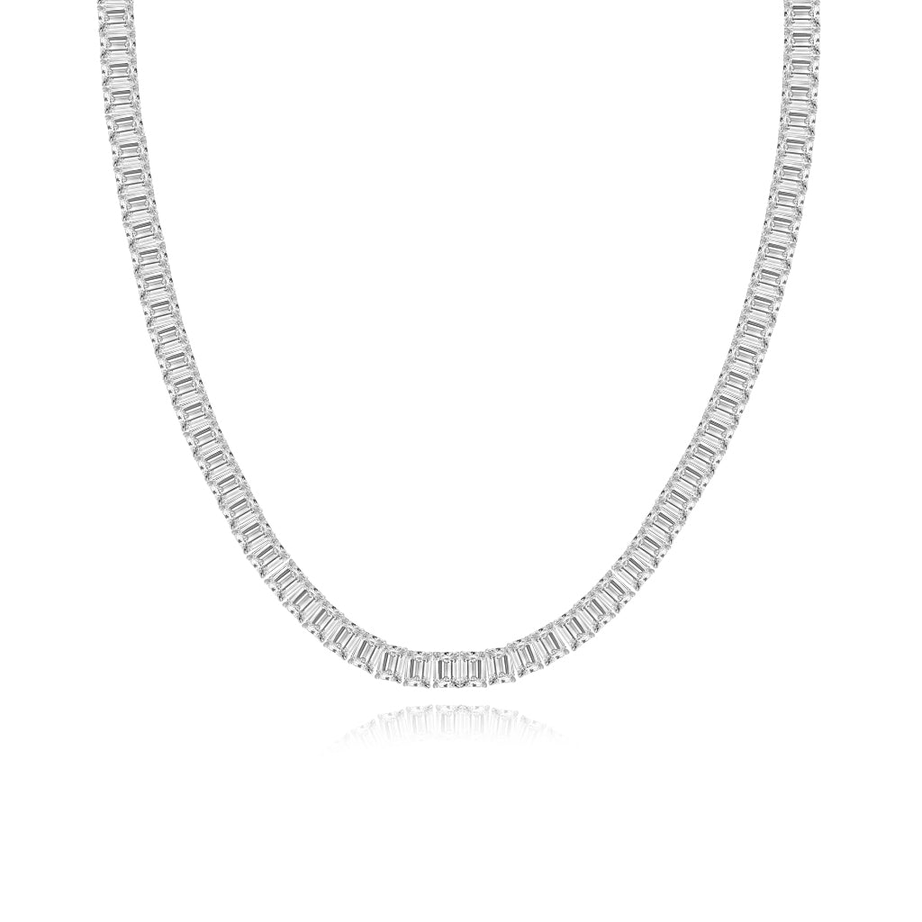 Emerald Cut Diamond Tennis Necklace