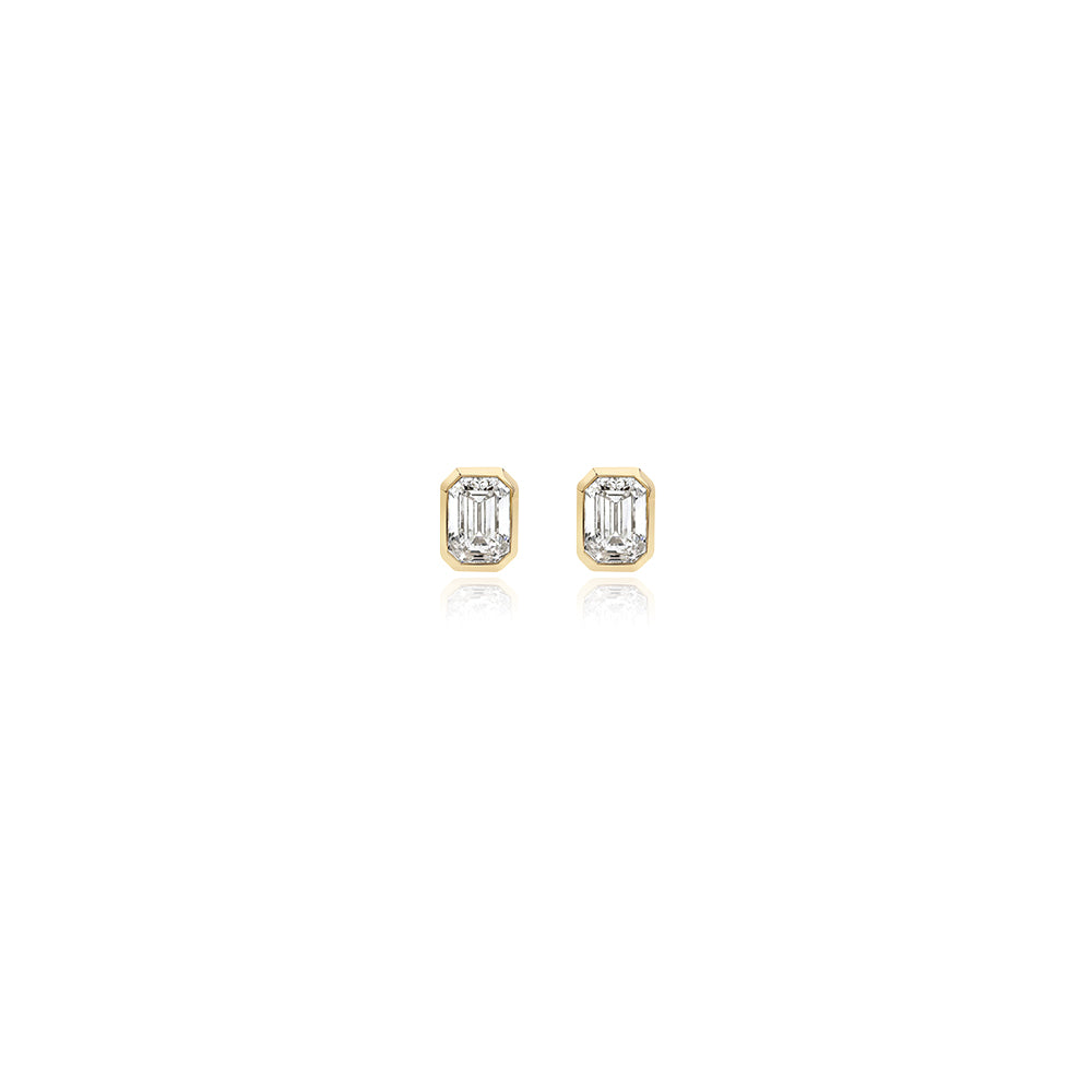 Emerald Bezel Lab Diamond Studs