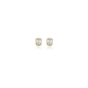 Emerald Bezel Lab Diamond Studs