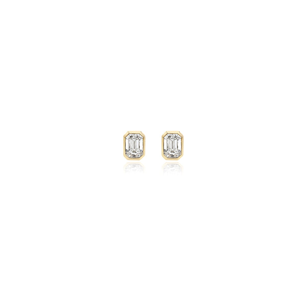 Emerald Bezel Lab Diamond Studs