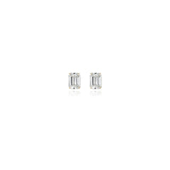 Emerald-cut prong-set lab-grown diamond stud earrings in 14K yellow gold, 1 carat total weight