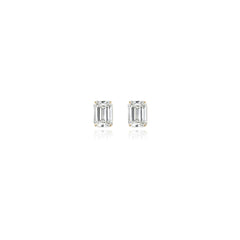 Emerald-cut prong-set lab-grown diamond stud earrings in 14K yellow gold, 2.5 carats total weight