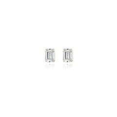 Emerald-cut prong-set lab-grown diamond stud earrings in 14K yellow gold, 3 carats total weight
