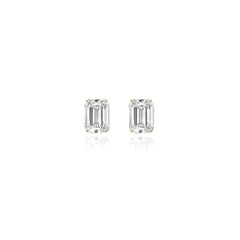 Emerald-cut prong-set lab-grown diamond stud earrings in 14K yellow gold, 5 carats total weight