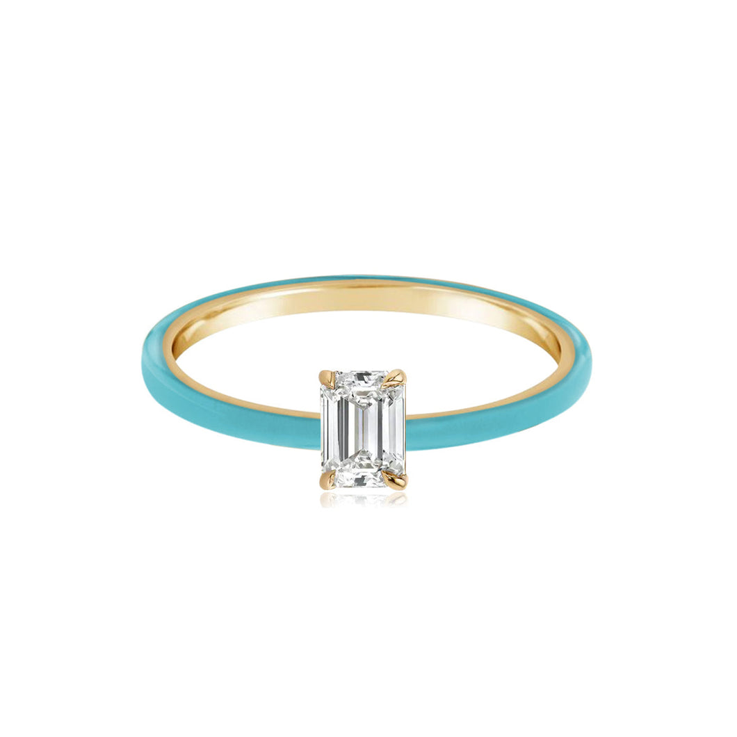 Enamel Solitaire Diamond Ring