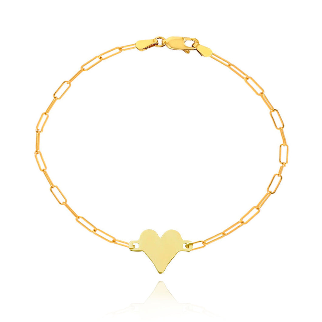 Engravable Gold Heart Bracelet