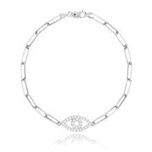 Load image into Gallery viewer, Evil Eye Small Paperclip Bracelet
