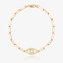 Load image into Gallery viewer, Evil Eye Small Paperclip Bracelet
