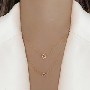 Mini Gold Diamond Open Evil Eye Necklace