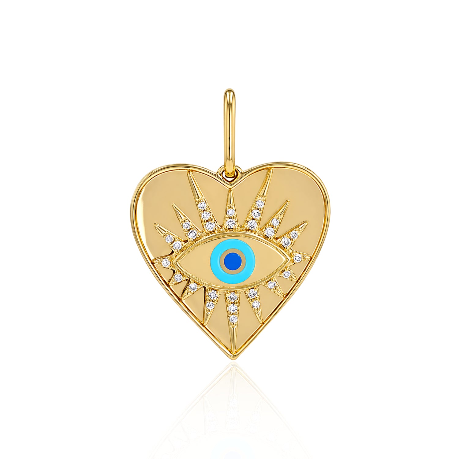 Gold and Pave Evil Eye Heart Charm