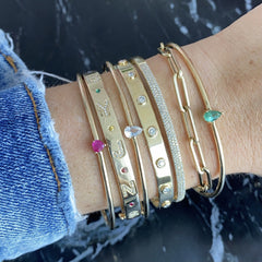 Solitaire Gemstone Cuff Bangle