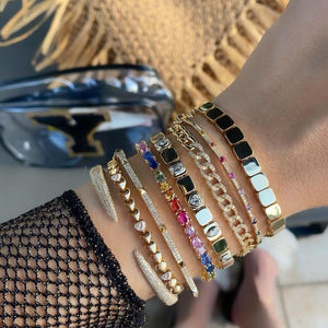 Five Heart Diamond Golden Bracelet