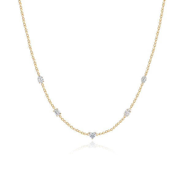 Five Multi Shape Solitaire Diamond Necklace