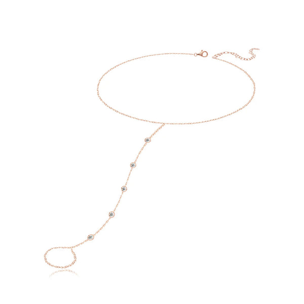 Five Round Bezel Diamond Hand Chain