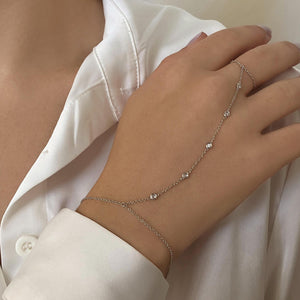 Five Round Bezel Diamond Hand Chain