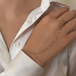 Five Round Bezel Diamond Hand Chain