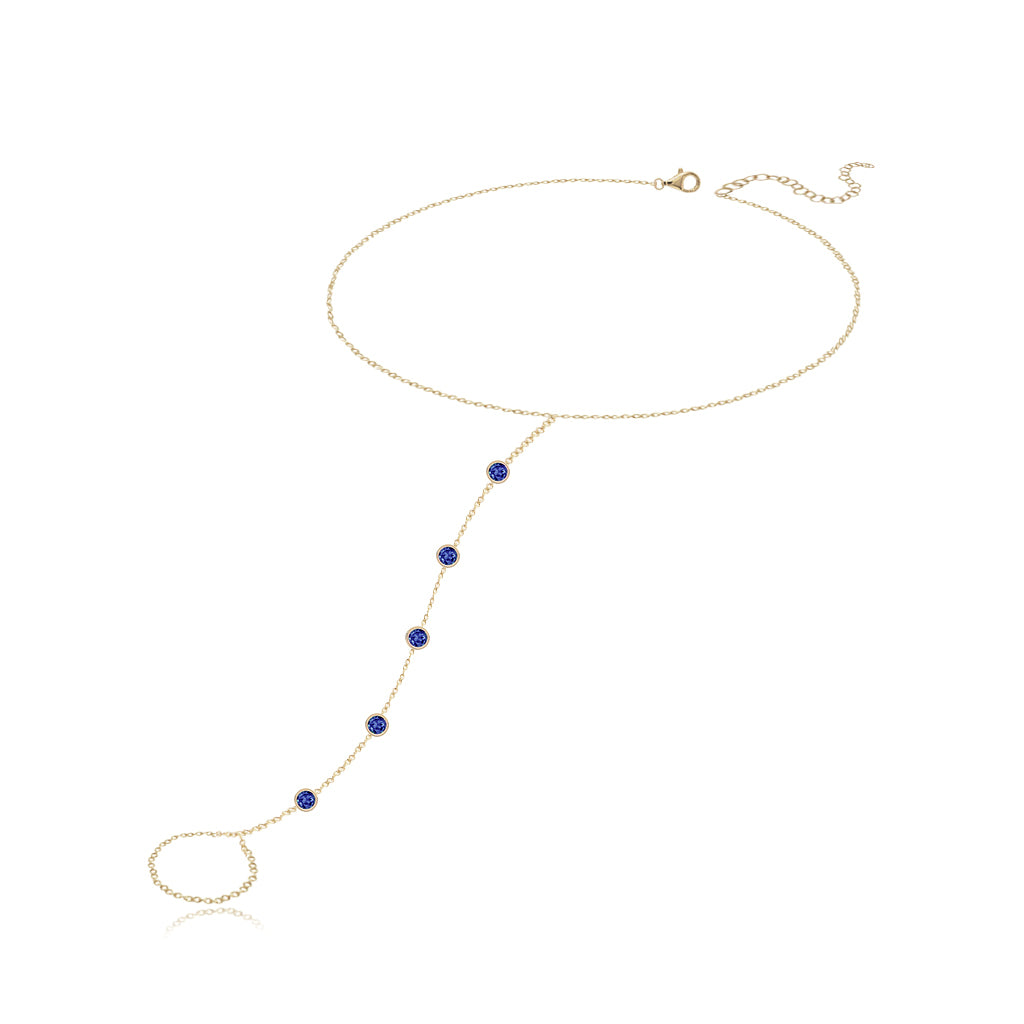 Five Round Bezel Gemstones Hand Chain