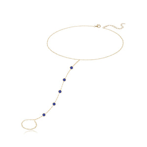 Five Round Bezel Gemstones Hand Chain