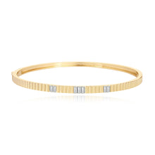 Load image into Gallery viewer, Thin Fluted with Baguette Diamond Bangle
