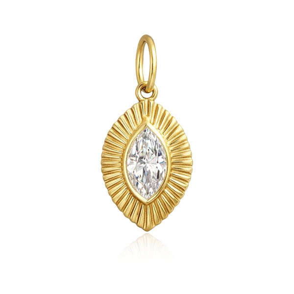 Fluted Bezel Diamond Charm