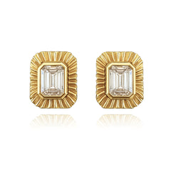 Fluted Bezel Diamond Earrings