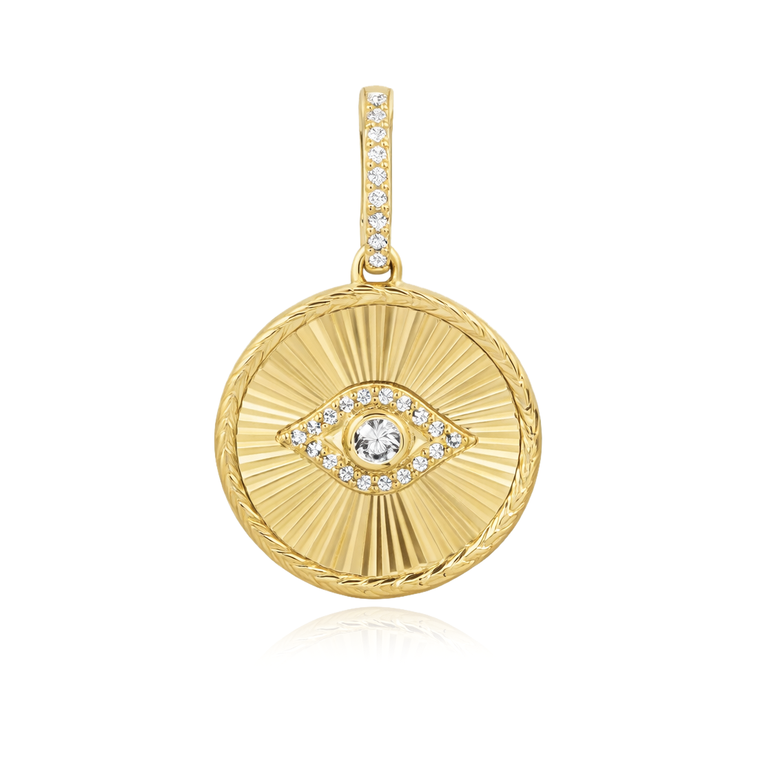 Fluted Disc Evil Eye Pave Charm