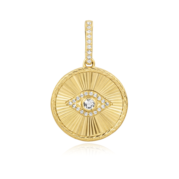 Fluted Disc Evil Eye Pave Charm