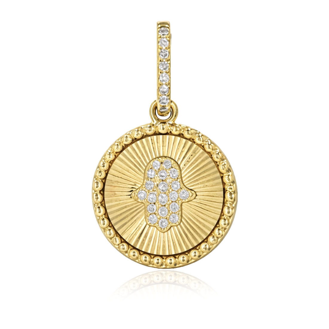 Fluted Pave Hamsa Charm
