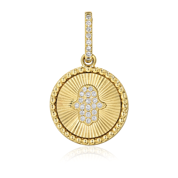 Fluted Pave Hamsa Charm