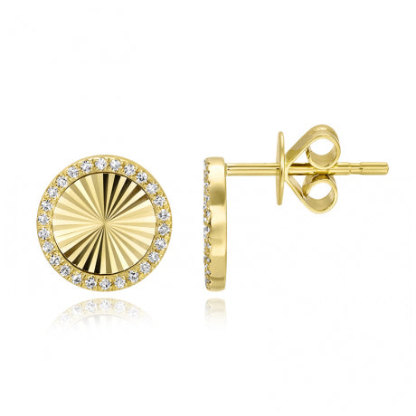 Fluted Pave Round Earrings