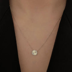 Fluted Pave Round Necklace