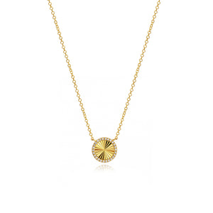 Fluted Pave Round Necklace