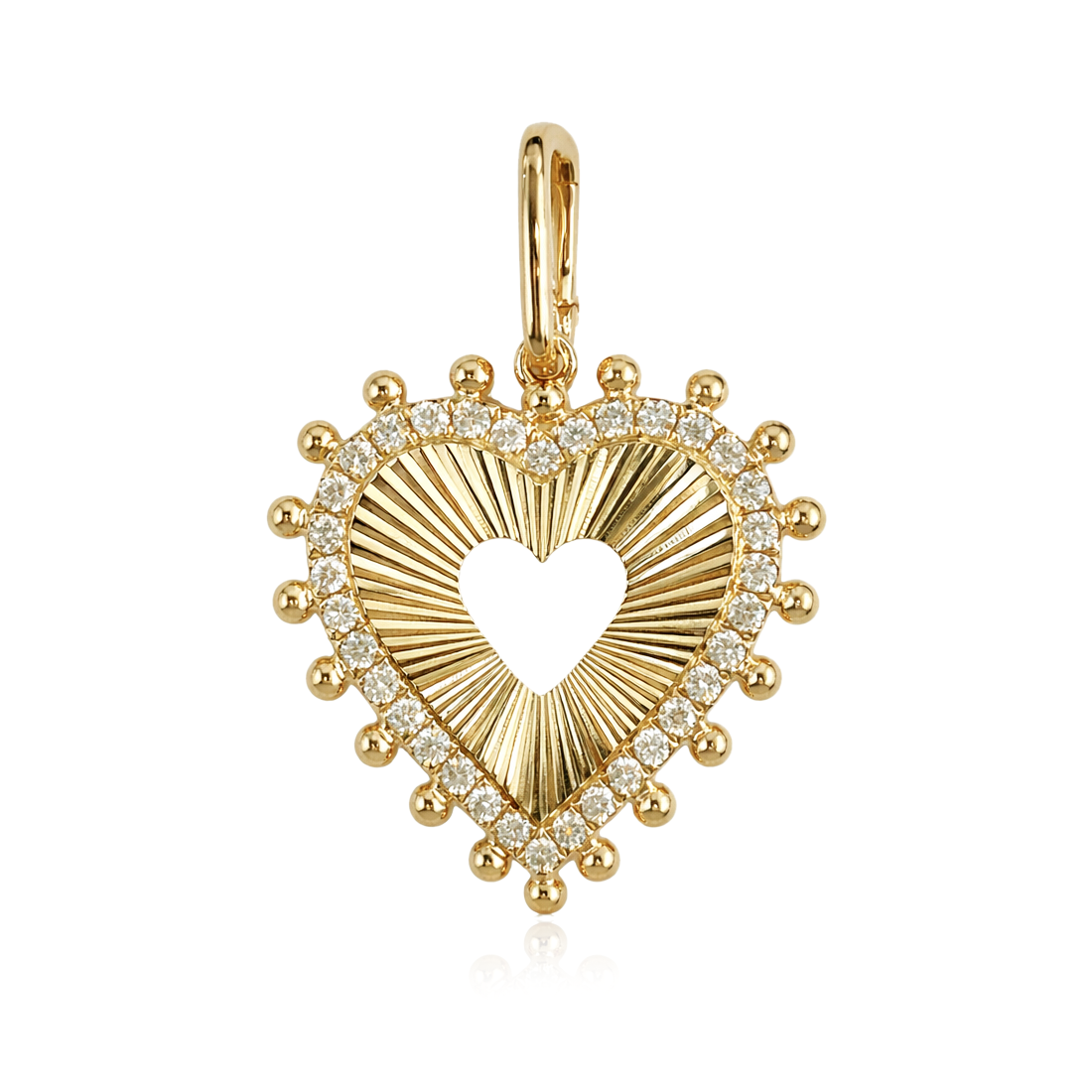 Fluted Spike Heart Pave Charm