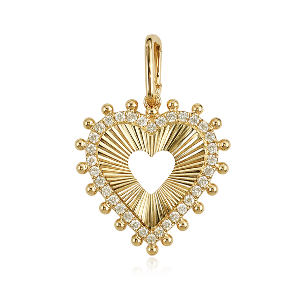 Fluted Spike Heart Pave Charm
