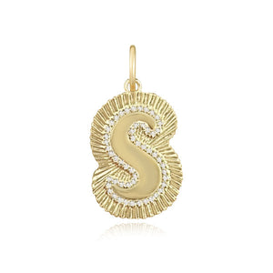 Fluted Pave Outline Bubble Initial Charm