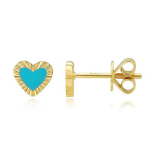 Load image into Gallery viewer, Fluted Outline Stone Heart Studs
