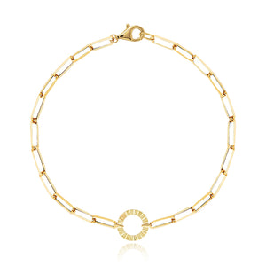 Gold Fluted Clasp Paperclip Bracelet
