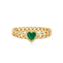 Load image into Gallery viewer, Fluted Outline Stone Heart Cuban Ring
