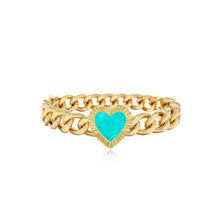 Load image into Gallery viewer, Fluted Outline Stone Heart Cuban Ring
