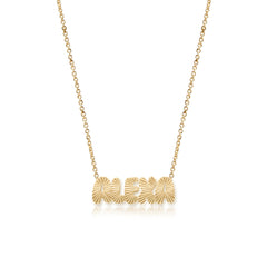 Fluted Cutout Name Necklace with elegant texture, handcrafted in gold dainty design
