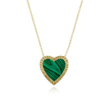 Load image into Gallery viewer, Large Fluted Outline Stone Heart Necklace
