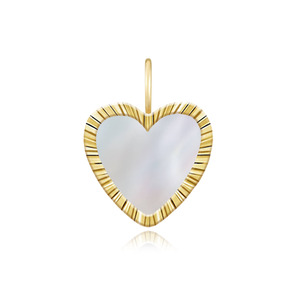 Large Fluted Outline Stone Heart Charm
