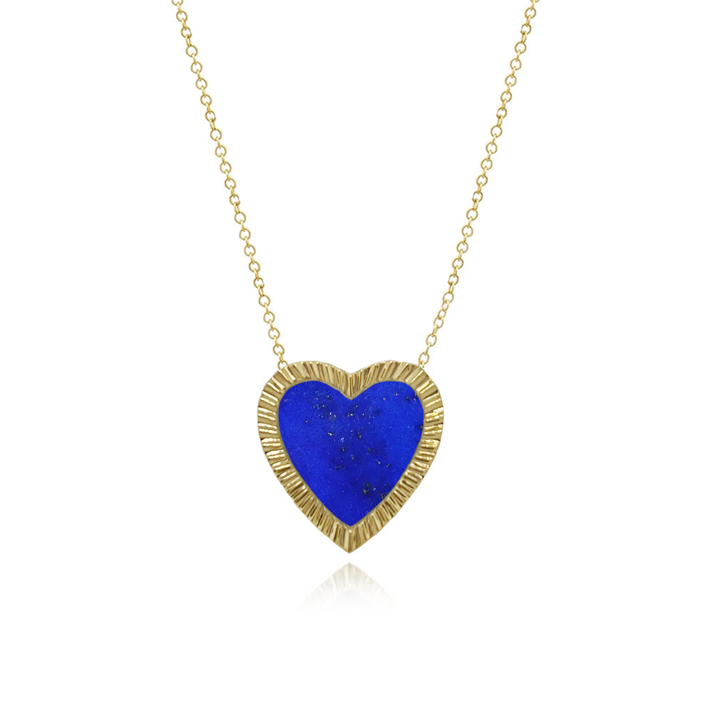 Large Fluted Outline Stone Heart Necklace – Alev Jewelry