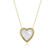 Load image into Gallery viewer, Large Fluted Outline Stone Heart Necklace
