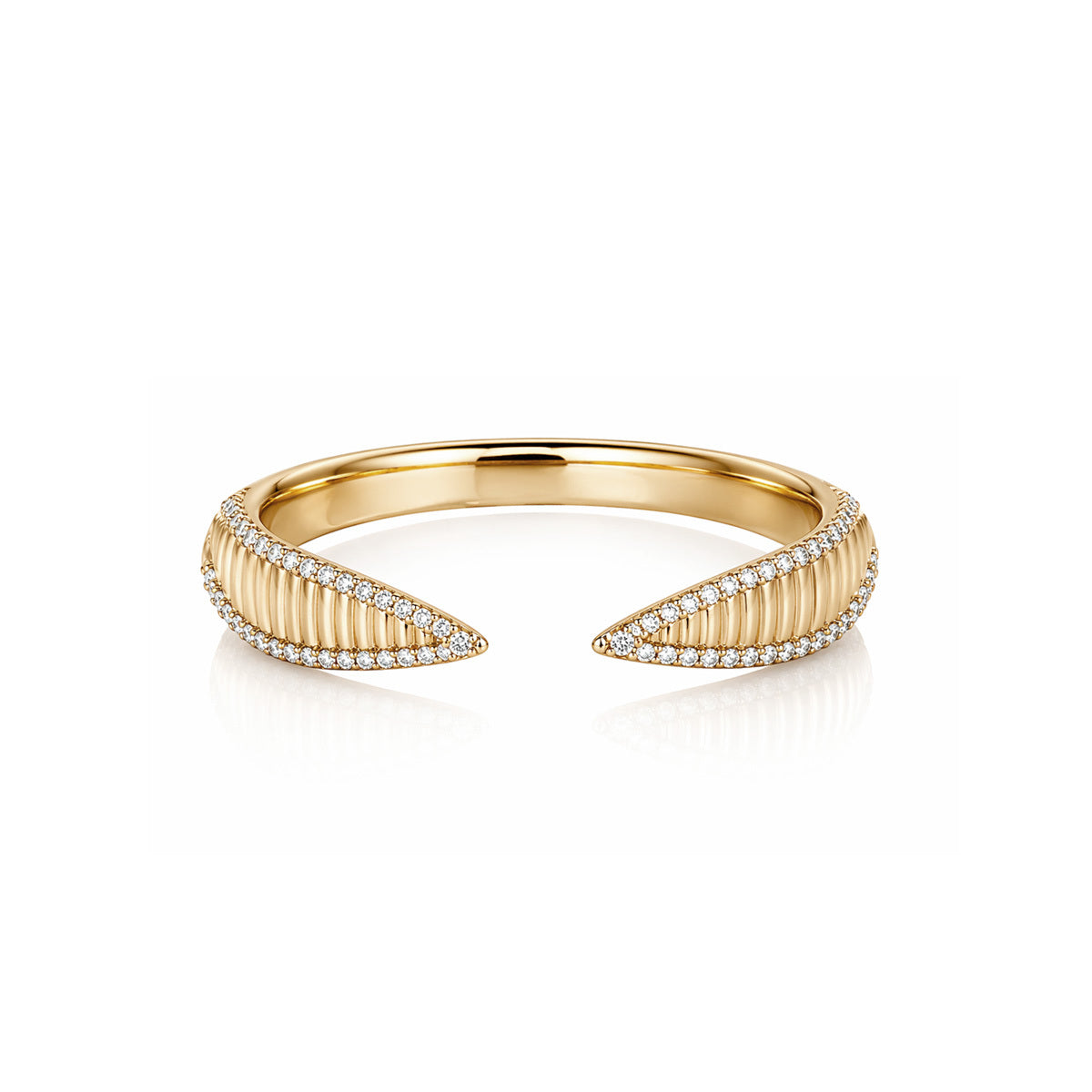 Fluted Pave Outline Claw Ring